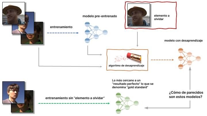 Infografía de modelo de desaprendizaje automático