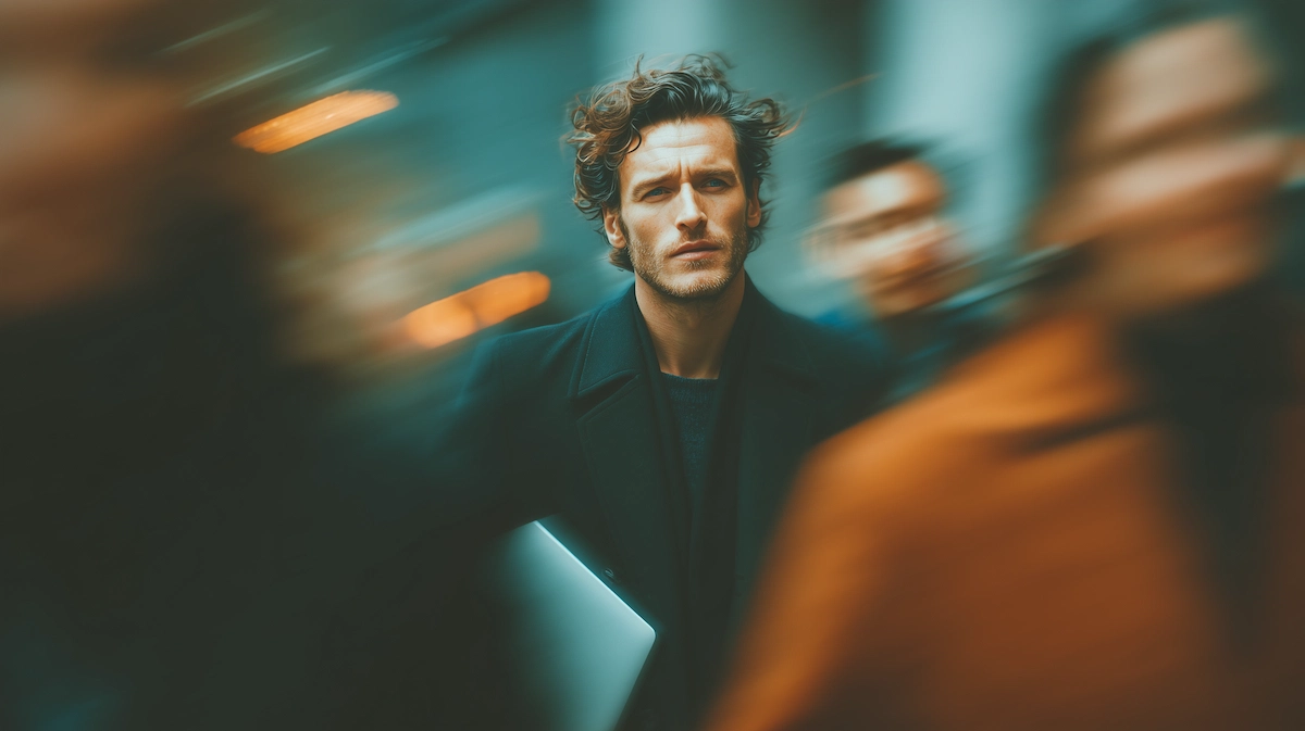 man walking in the croud