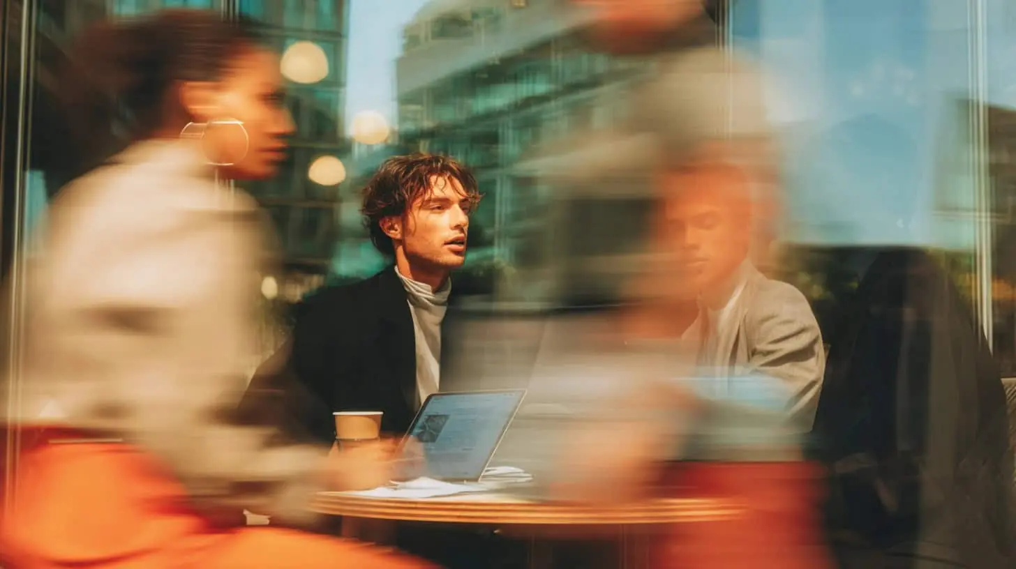 Personas en una reunión informal con portátiles en una cafetería, representando el aprendizaje y el trabajo con herramientas de inteligencia artificial en entornos modernos.
