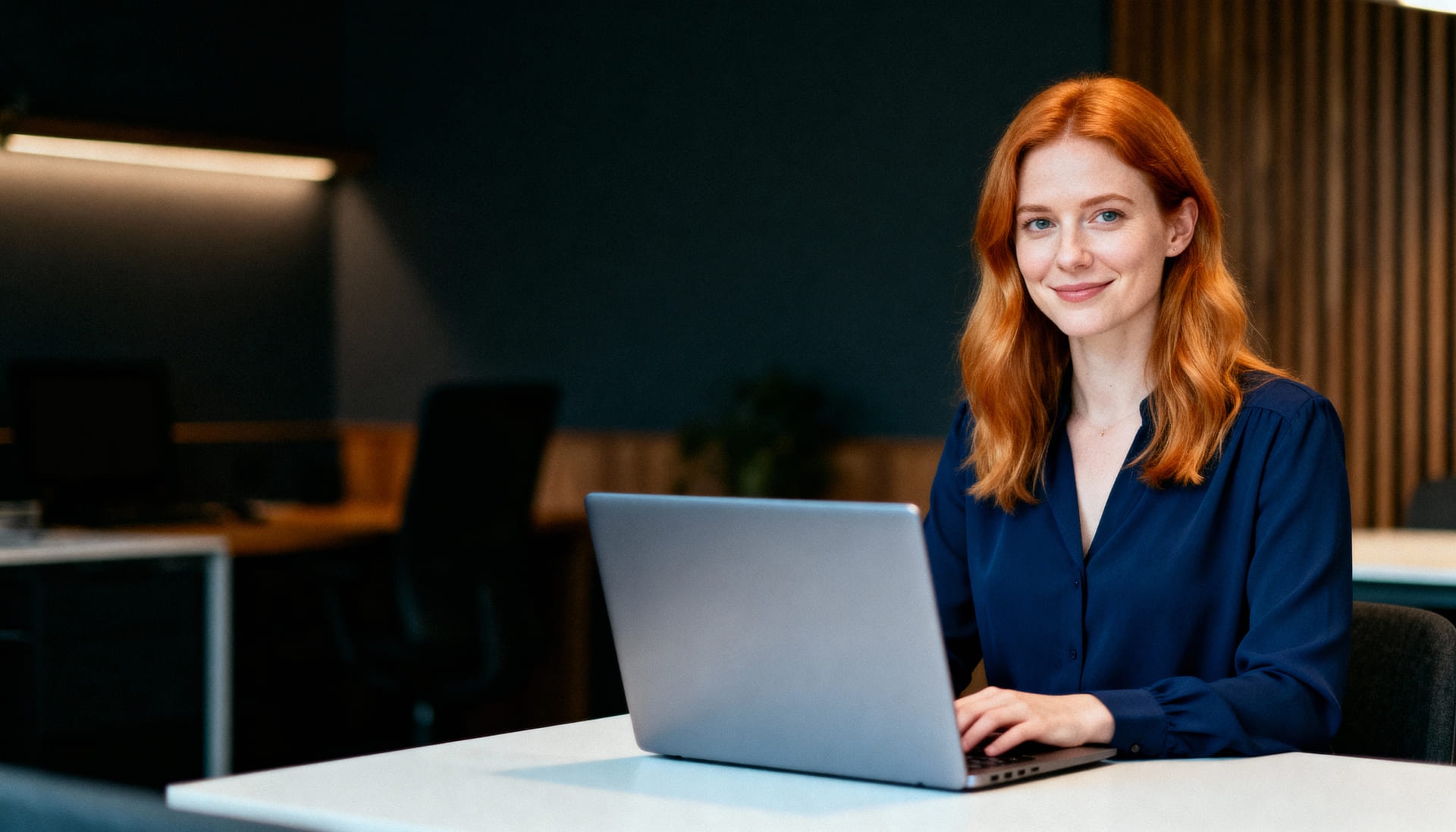 women working with her laptop