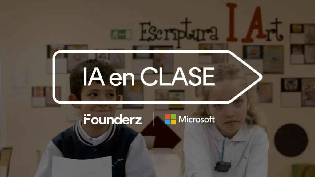 Niños en el aula durante el rodaje de IA en Clase, la serie de Founderz y Microsoft sobre inteligencia artificial en educación.