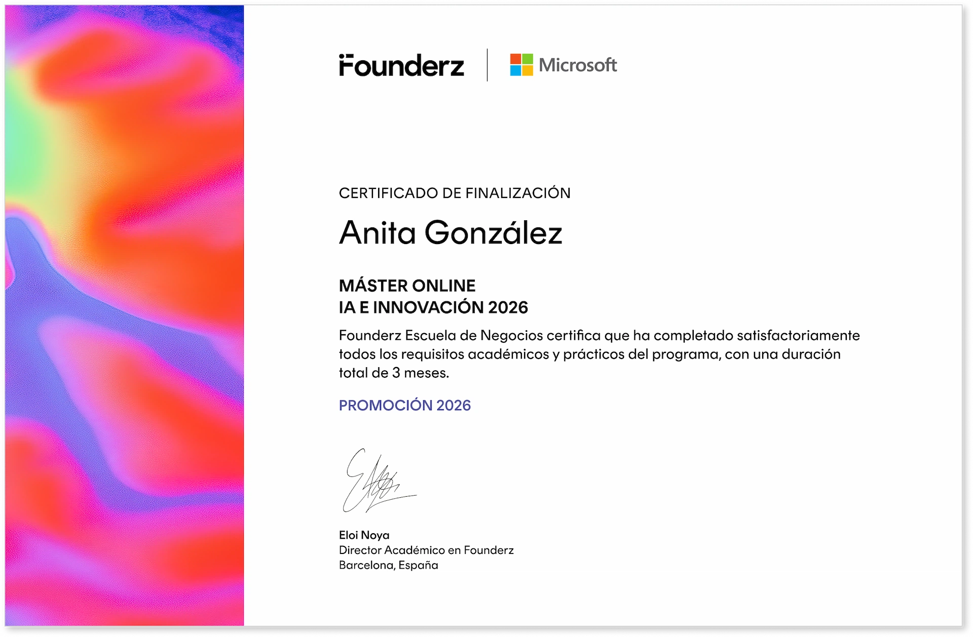 certificado finalización MAII