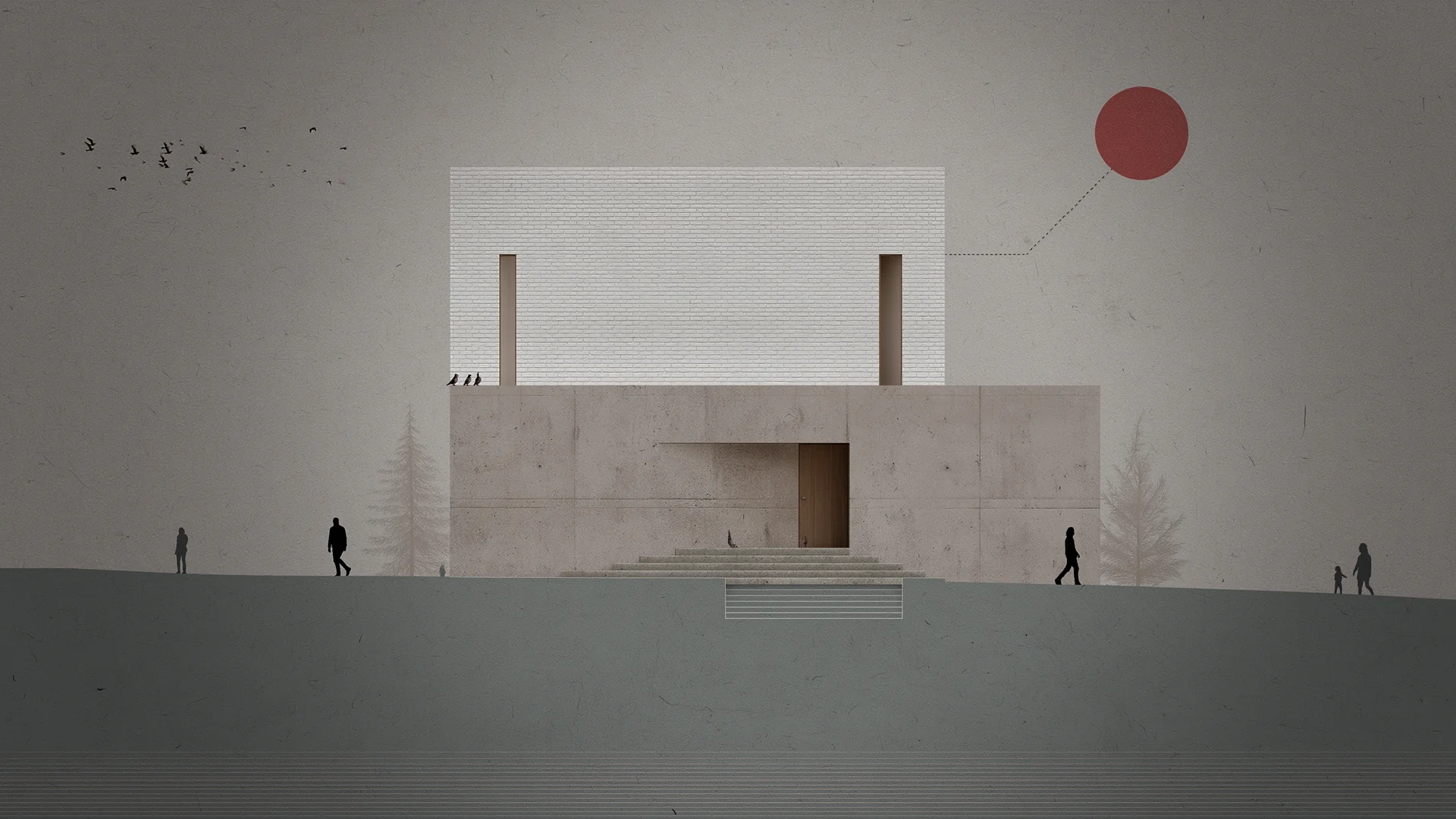 Arquitecta revisando planos de proyecto sobre mesa de dibujo técnico con luz natural