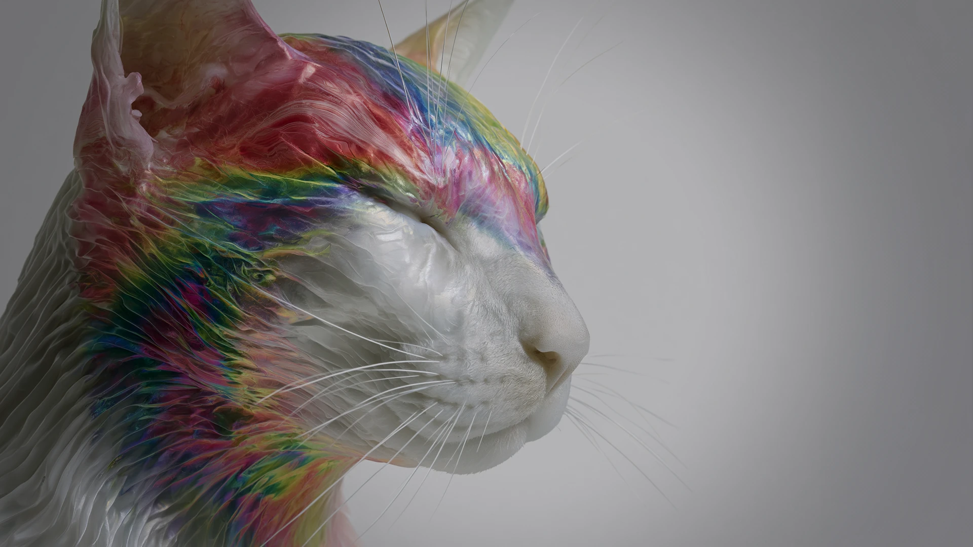 Creación artística en 3D con figuras abstractas y efectos de iluminación digital
